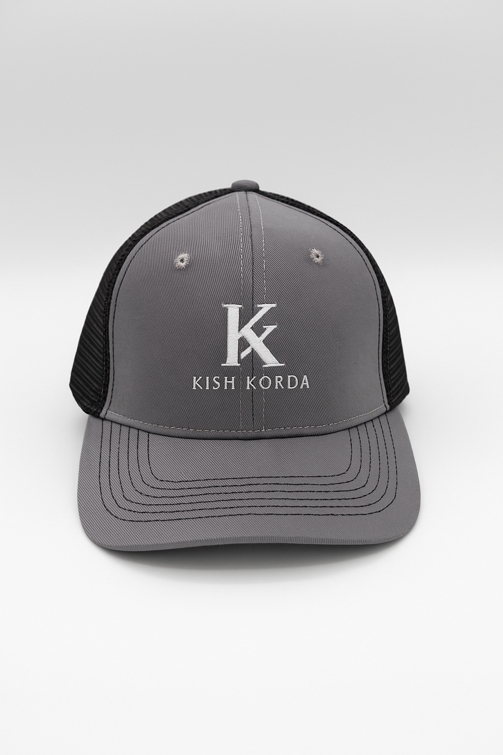 Black and Grey Trucker Hat – Kish Korda Classic Mesh Cap